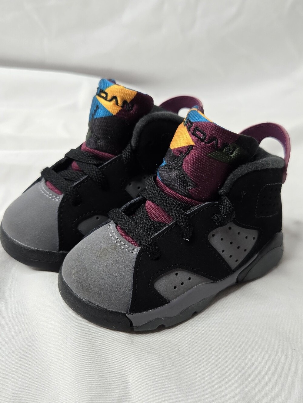 Nike Air Jordan 6 Retro Bordeaux Toddler Shoes Black Gray Purple Size 5C